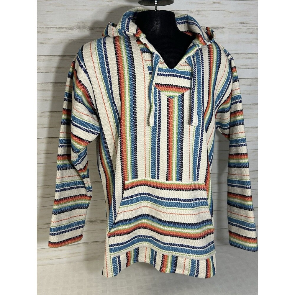 NEW! Ron Jon Surf Shop Men's Baja Hoodie XL Striped Beach Drug Rug 90s Poncho